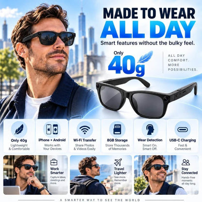 AI Smart Glasses with 8MP Camera