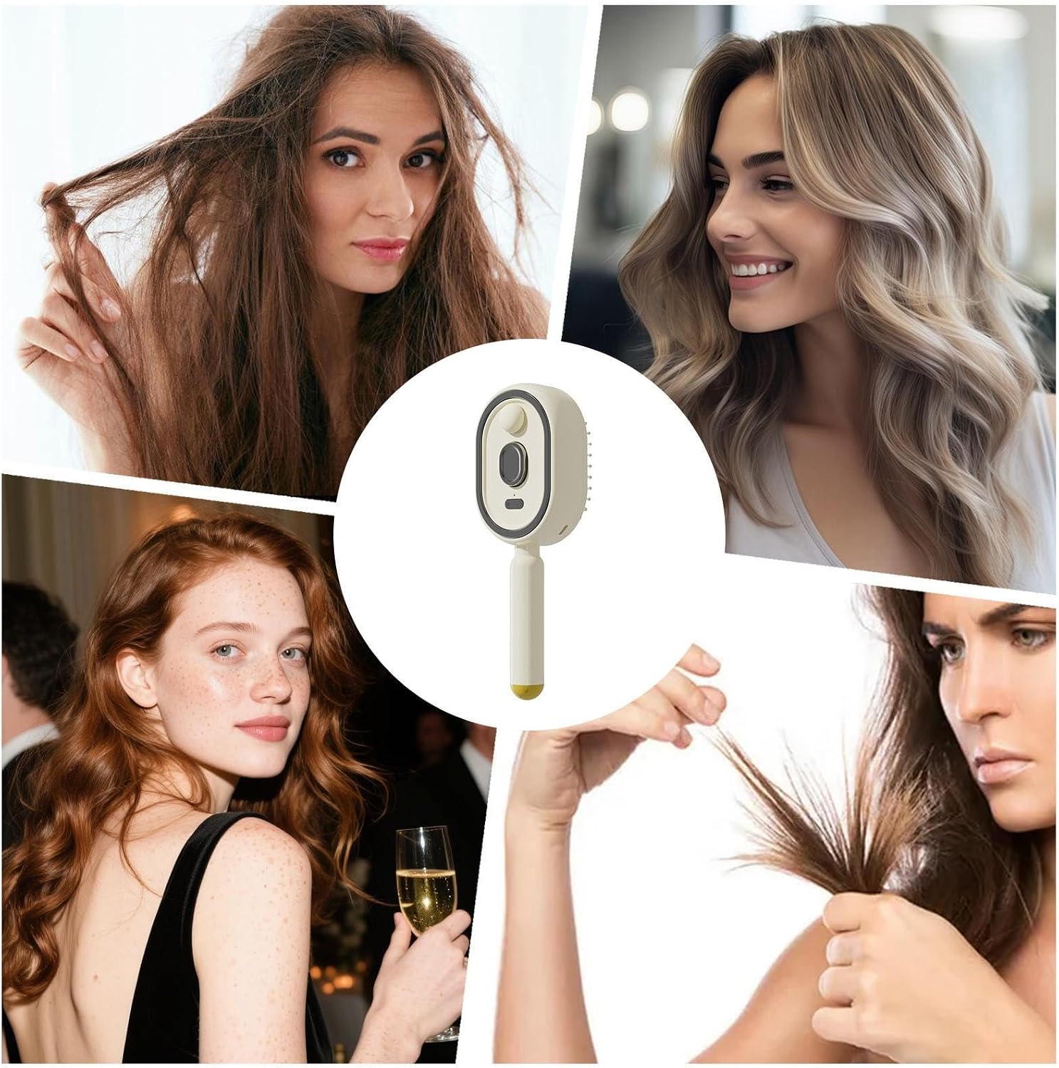 Steam Hair Brush, Detangling Rechargeable Comb with Oil || فرشاة شعر بالبخار، مشط قابل للشحن لفك التشابك مع خاصية استخدام الزيت