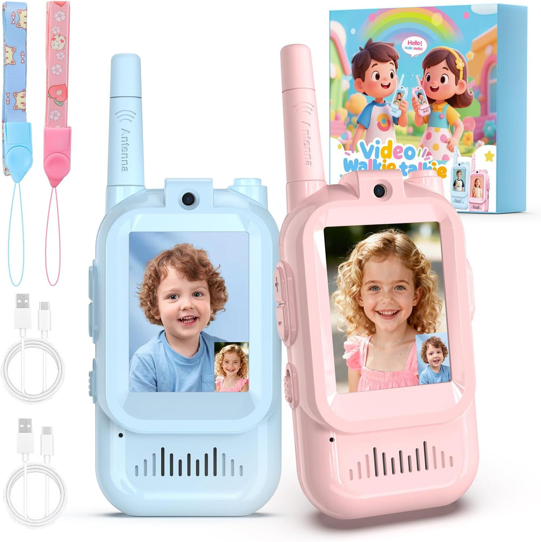 Video Walkie Talkie 2 Pack Rechargeable Interphone with HD Camera &amp; Voice Changer.