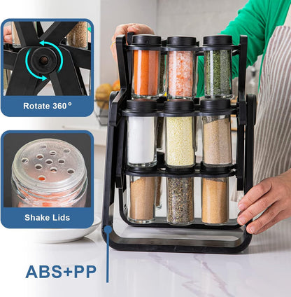 Spice Rack Organizer With 18 Spice Jars || منظم رف التوابل مع 18 برطمان توابل
