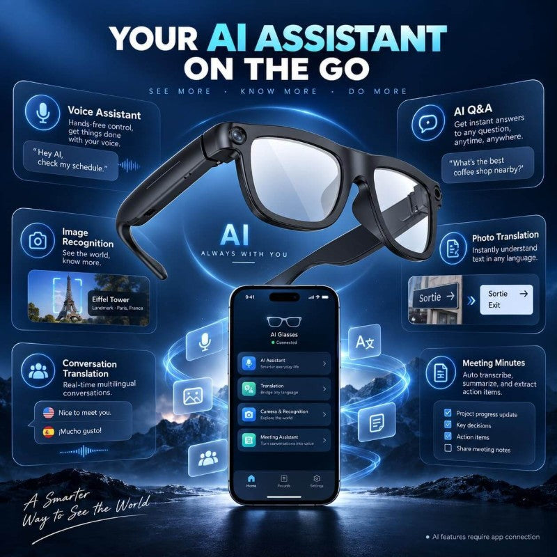 AI Smart Glasses with 8MP Camera