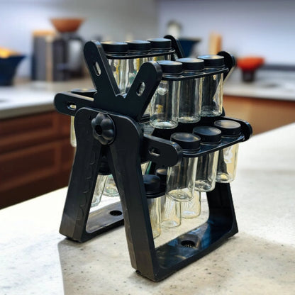 Spice Rack Organizer With 18 Spice Jars || منظم رف التوابل مع 18 برطمان توابل